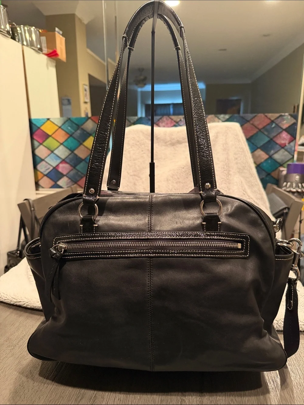 Coach Black Leather Diaper Bag - Picture 3 of 10